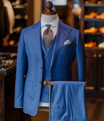 Italian Cut Elegant Blue 3-Piece Suit