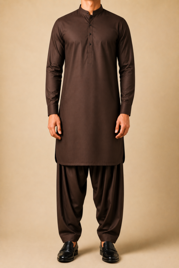 Chocolate Brown Wash & Wear Unstitched