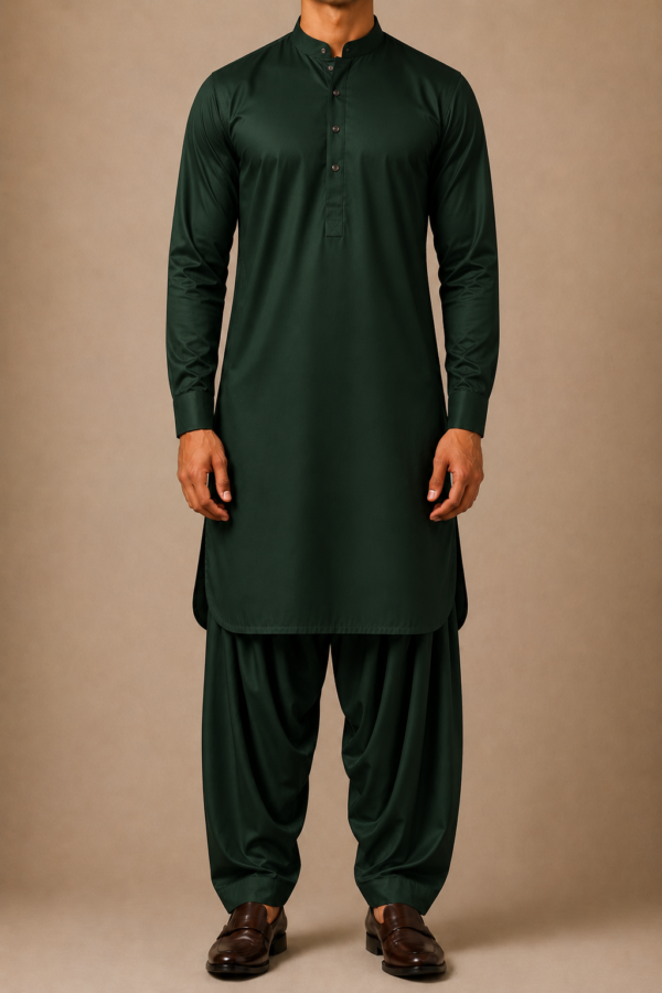 Dark Green Wash & Wear Unstitched