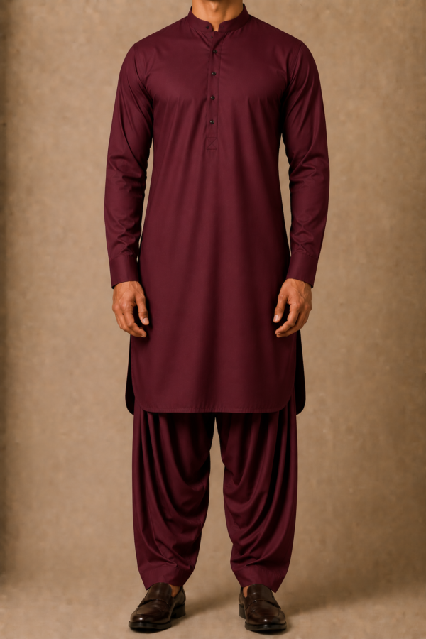 Maroon Wash & Wear Unstitched